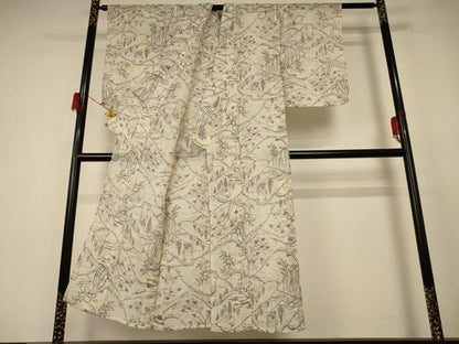 平和屋着物＊夏物 小千谷ちぢみ 風景文 麻 逸品 AABE7416jd