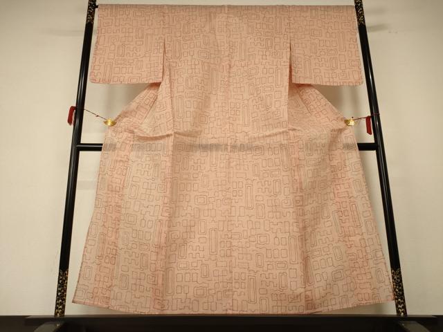 平和屋着物＊夏物 小紋 紗 幾何学文様 洗える着物 未使用 AABE7420jd