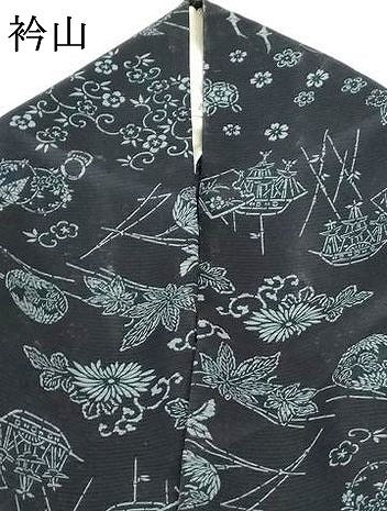 平和屋着物＊夏物 小紋 絽 花唐草文 船 やまと誂製 洗える着物 AABE7421jd