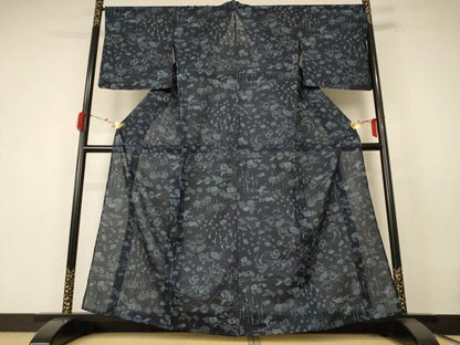 平和屋着物＊夏物 小紋 絽 花唐草文 船 やまと誂製 洗える着物 AABE7421jd