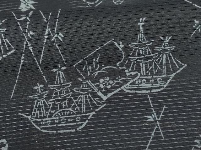 平和屋着物＊夏物 小紋 絽 花唐草文 船 やまと誂製 洗える着物 AABE7421jd