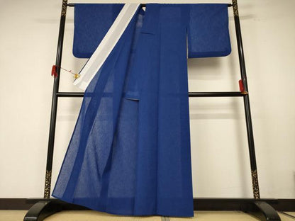 平和屋着物＊夏物 色無地 紗 深縹色 洗える着物 AABE7424jd