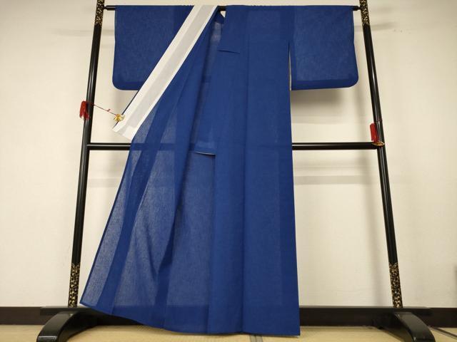 平和屋着物＊夏物 色無地 紗 深縹色 洗える着物 AABE7424jd