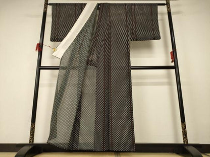 平和屋着物＊夏物 小紋 絽 幾何学文様 洗える着物 AABE7427jd