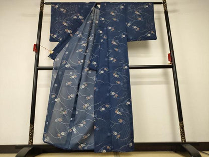 平和屋着物＊夏物 小紋 絽 芝花文 洗える着物 AABE7437jd