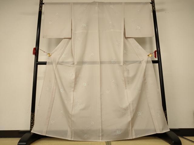 平和屋着物＊夏物 小紋 絽 草花文 洗える着物 AABE7438jd