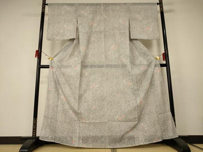 平和屋着物＊夏物 小紋 絽 舞花文 洗える着物 AABE7443jd