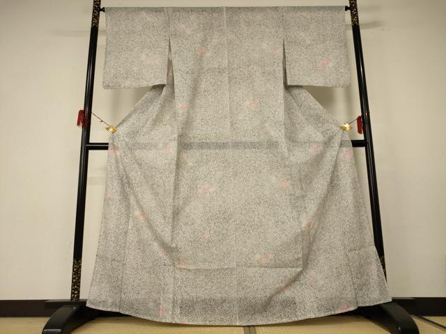 平和屋着物＊夏物 小紋 絽 舞花文 洗える着物 AABE7443jd