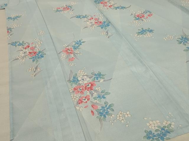 平和屋着物＊夏物 小紋 絽 草花文 洗える着物 未使用 AABE7444jd