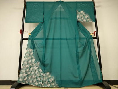 平和屋着物＊夏物 訪問着 絽 草花文 洗える着物 AABE7445jd