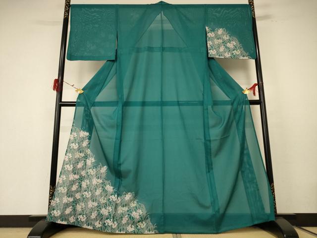 平和屋着物＊夏物 訪問着 絽 草花文 洗える着物 AABE7445jd
