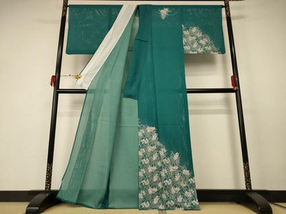 平和屋着物＊夏物 訪問着 絽 草花文 洗える着物 AABE7445jd