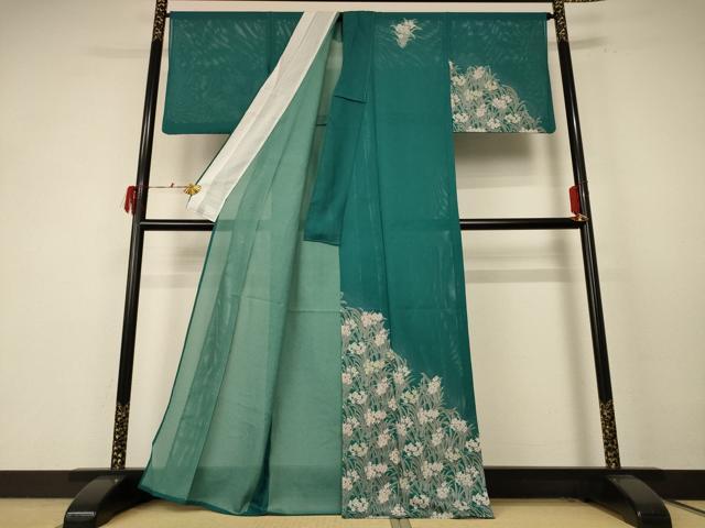 平和屋着物＊夏物 訪問着 絽 草花文 洗える着物 AABE7445jd