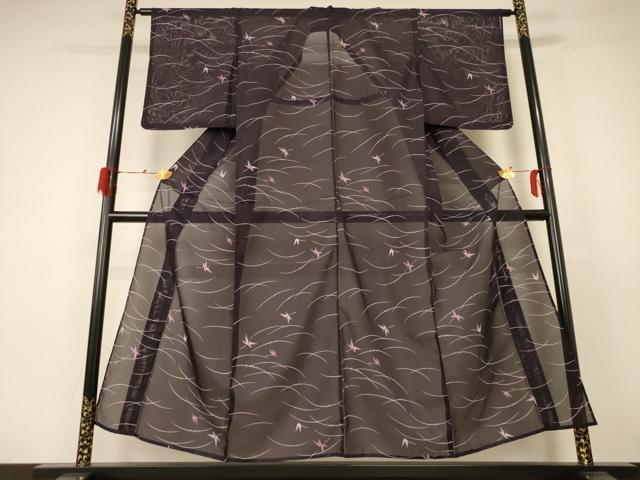 平和屋着物＊夏物 小紋 絽 蜻蛉 芝 洗える着物 AABE7446jd