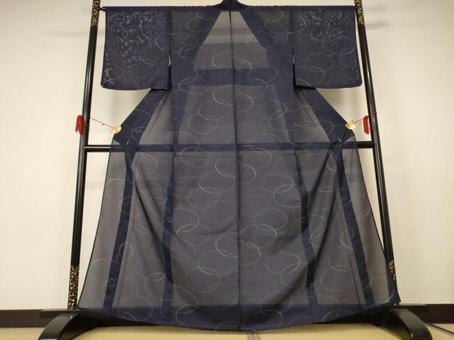 平和屋着物＊夏物 小紋 絽 丸文 洗える着物 未使用 AABE7450jd