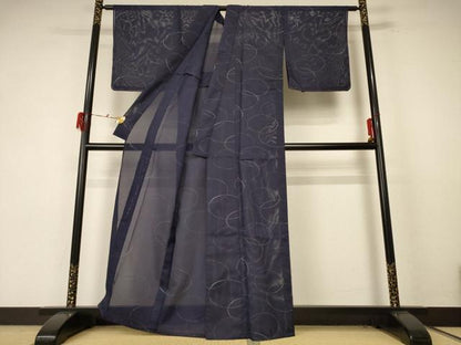 平和屋着物＊夏物 小紋 絽 丸文 洗える着物 未使用 AABE7450jd