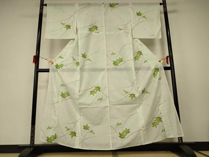 平和屋着物＊夏物 小紋 絽 楓文 洗える着物 AABE7451jd