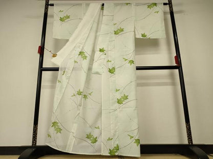 平和屋着物＊夏物 小紋 絽 楓文 洗える着物 AABE7451jd