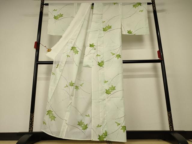 平和屋着物＊夏物 小紋 絽 楓文 洗える着物 AABE7451jd