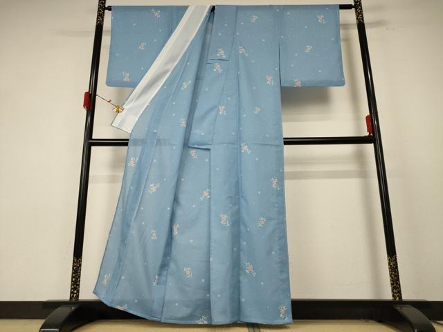 平和屋着物＊夏物 小紋 絽 草花文 洗える着物 AABE7452jd