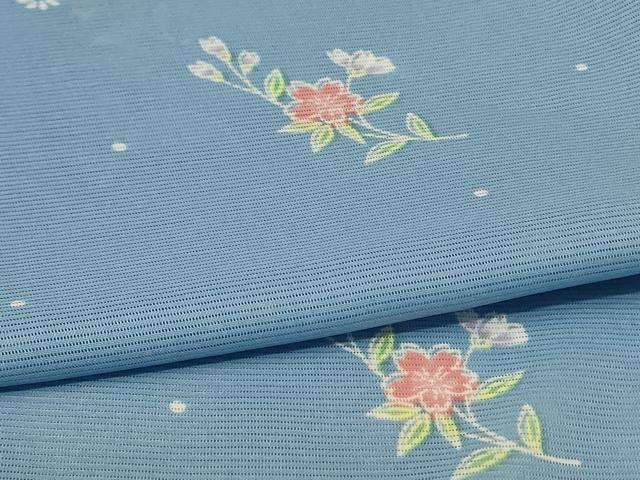 平和屋着物＊夏物 小紋 絽 草花文 洗える着物 AABE7452jd