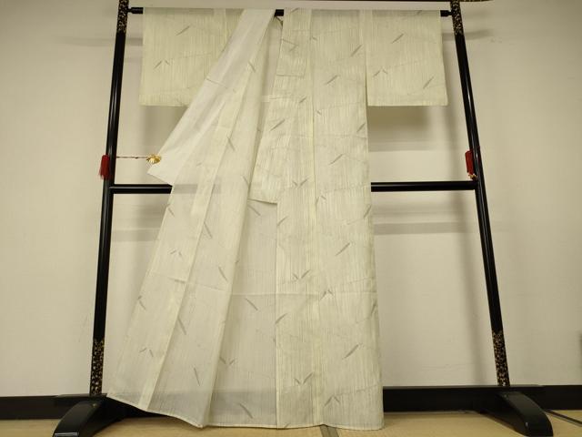 平和屋着物＊夏物 小紋 絽 枝葉文 洗える着物 AABE7455jd
