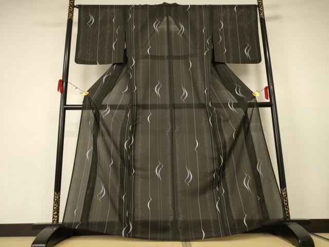平和屋着物＊夏物 小紋 絽 変わり縞 洗える着物 AABE7456jd