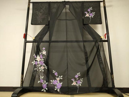 平和屋着物＊夏物 訪問着 絽 草花文 金彩 洗える着物 AABE7459jd