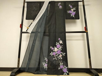 平和屋着物＊夏物 訪問着 絽 草花文 金彩 洗える着物 AABE7459jd