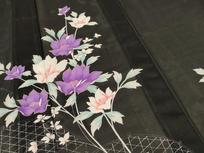 平和屋着物＊夏物 訪問着 絽 草花文 金彩 洗える着物 AABE7459jd