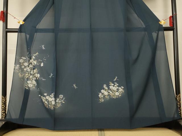 平和屋着物＊夏物 訪問着 絽 手描き 草花文 金彩 正絹 逸品 AABE7460jd