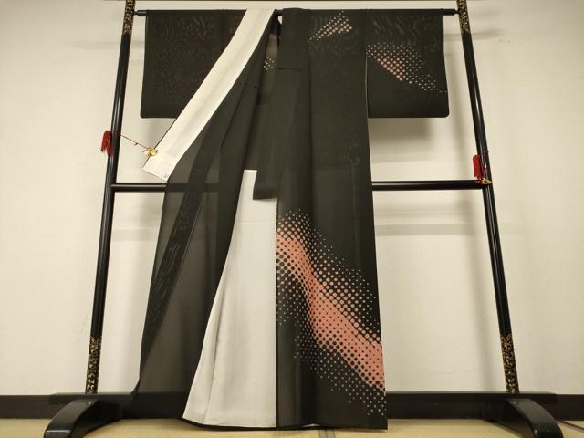 平和屋着物＊夏物 訪問着 絽 丸文 銀彩 正絹 逸品 AABE7463jd