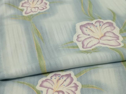 平和屋着物＊夏物 世界的ファッションデザイナー 山本寛斎 kansaiブランド 小紋 紗 草花文 洗える着物 AABE7468jd