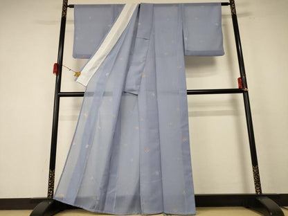 平和屋着物＊夏物 小紋 絽 舞蝶文 洗える着物 AABE7475jd
