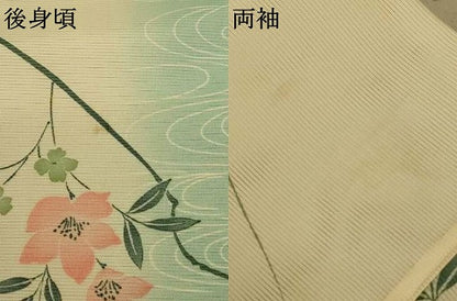 平和屋着物＊夏物 小紋 絽 流水草花文 洗える着物 AABE7478jd