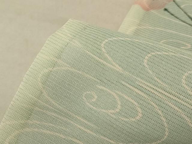 平和屋着物＊夏物 小紋 絽 流水草花文 洗える着物 AABE7478jd