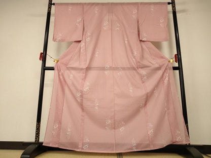 平和屋着物＊夏物 小紋 絽 草花文 洗える着物 AABE7480jd