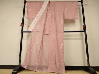 平和屋着物＊夏物 小紋 絽 草花文 洗える着物 AABE7480jd