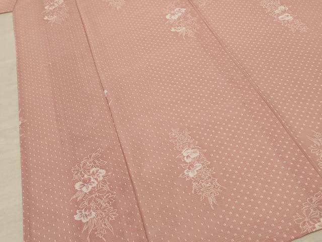 平和屋着物＊夏物 小紋 絽 草花文 洗える着物 AABE7480jd