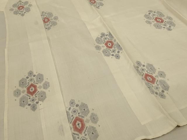 平和屋着物＊夏物 越後上布 幾何学文様 苧麻 逸品 AABE7483jd