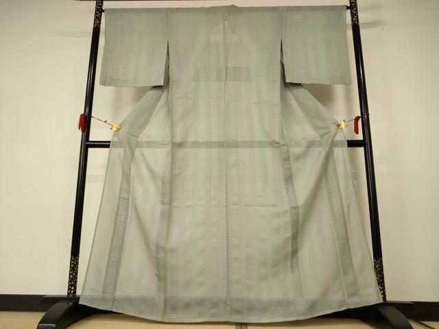 平和屋着物＊夏物 小紋 紗 縞 正絹 逸品 AABE7487jd