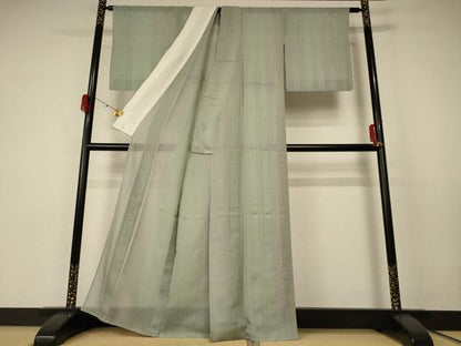 平和屋着物＊夏物 小紋 紗 縞 正絹 逸品 AABE7487jd