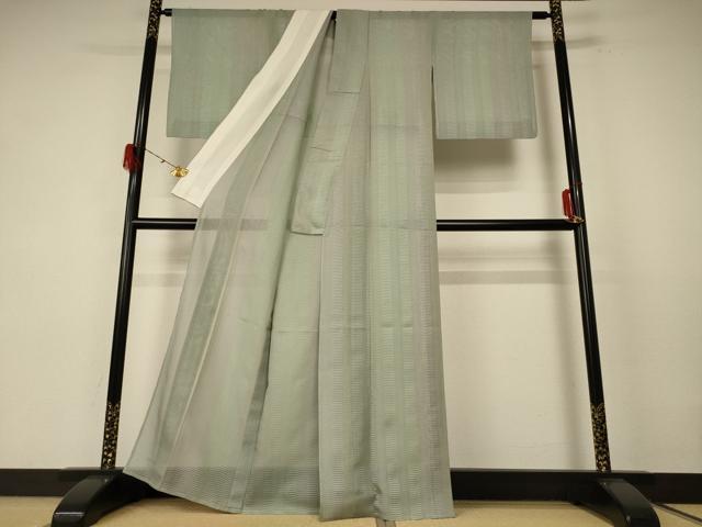 平和屋着物＊夏物 小紋 紗 縞 正絹 逸品 AABE7487jd