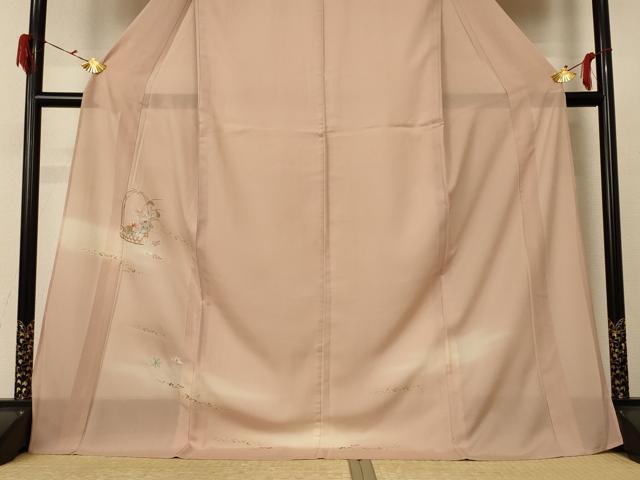 平和屋着物＊夏物 訪問着 絽 刺繍 花籠文 暈し染め 金彩 ロング丈 正絹 逸品 AABE7488jd