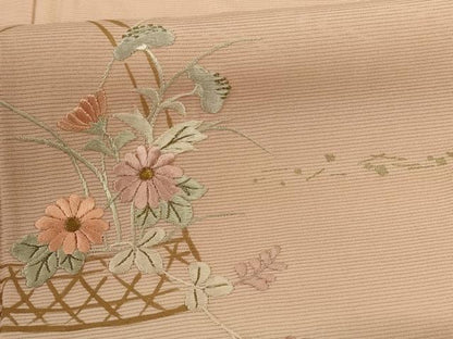 平和屋着物＊夏物 訪問着 絽 刺繍 花籠文 暈し染め 金彩 ロング丈 正絹 逸品 AABE7488jd