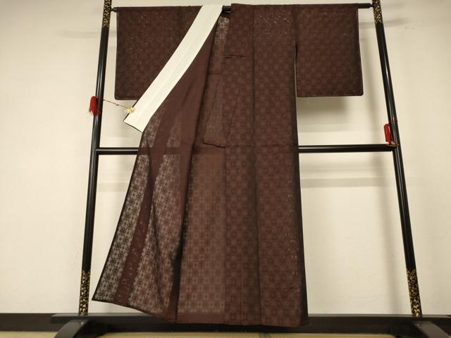 平和屋着物＊夏物 小紋 紗 幾何学文様 正絹 逸品 未使用 AABE7490jd