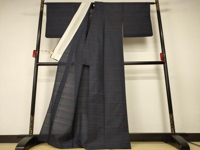 平和屋着物＊夏物 小紋 紗 横段文 正絹 逸品 AABE7493jd