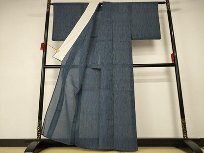 平和屋着物＊夏物 お召 紗 杢目文 正絹 逸品 AABE7495jd