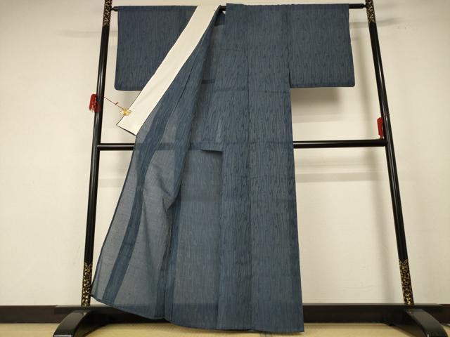 平和屋着物＊夏物 お召 紗 杢目文 正絹 逸品 AABE7495jd