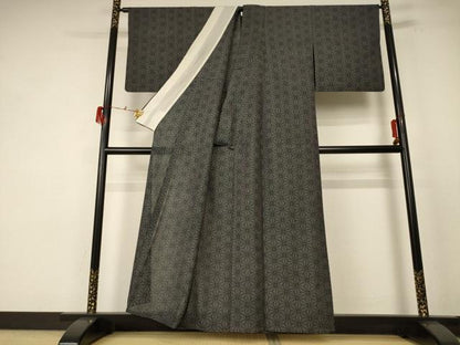 平和屋着物＊夏物 本場大島紬 夏大島 麻の葉文様 正絹 逸品 AABE7496jd